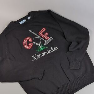 Vintage Slazenger Black Golf Kananaskis Crewneck Sweater